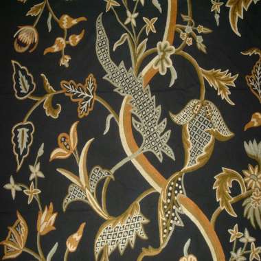 Crewel Fabric Night Blooming Cereus Black
